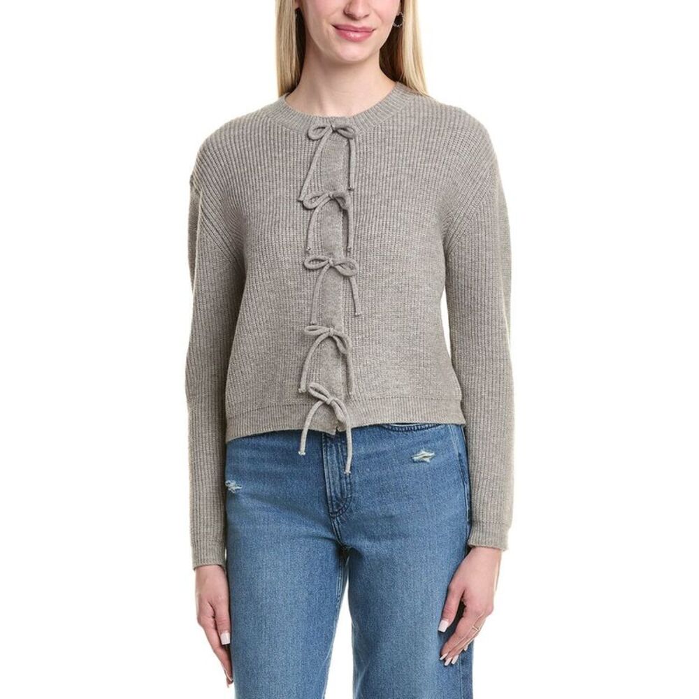 Lea & Viola Womens Bow Cardigan, Grey